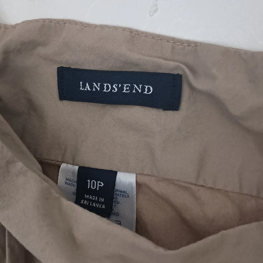 Lands' End 100% Cotton A-Line Skirt Pockets Lined